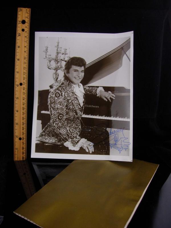 Liberace Photo and menu / vintage signed photograph / gold folder / haunted Liberace’s Tivoli Gardens / las vegas entertainer / music gift