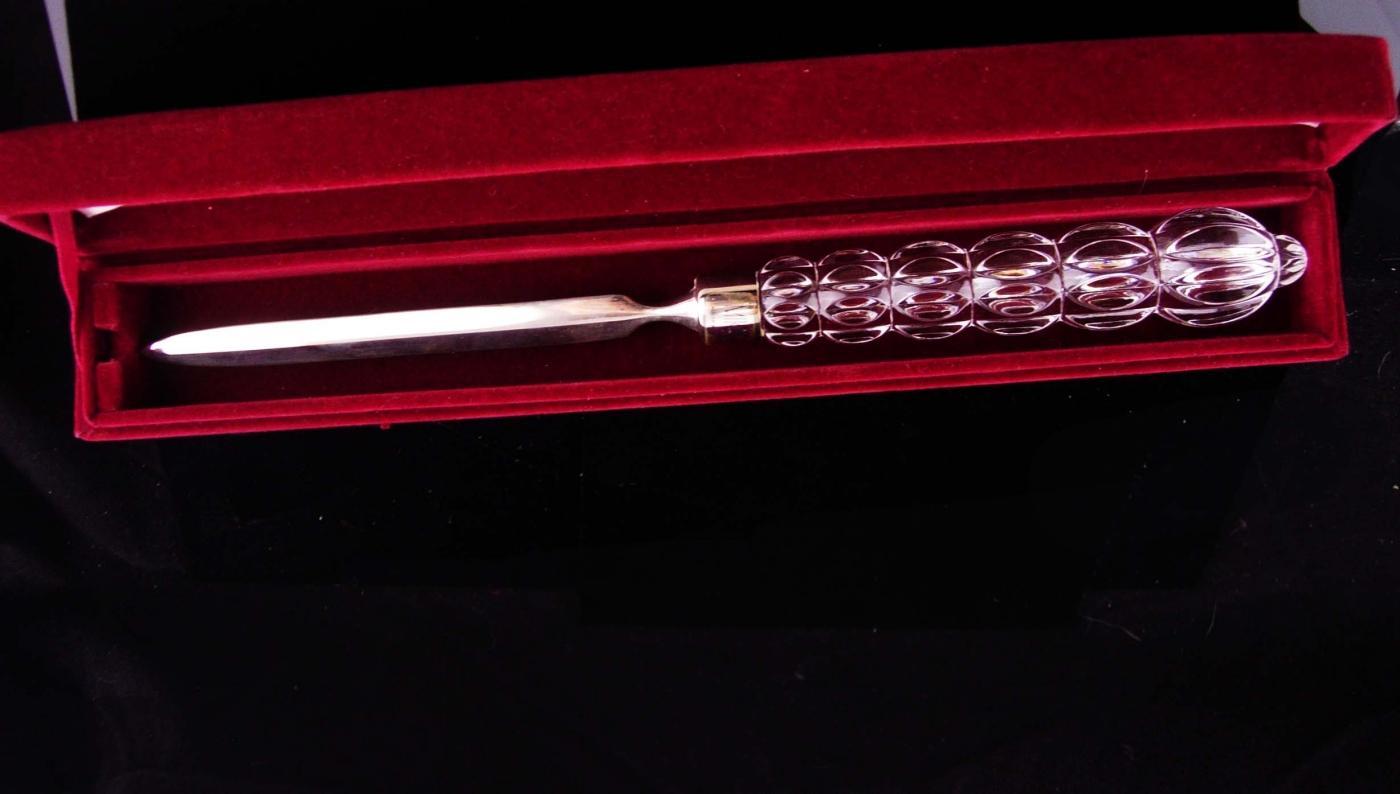 Glass Letter opener / exquisite desk accessory / Gift for her / original velvet case / wedding gift / gift for boss