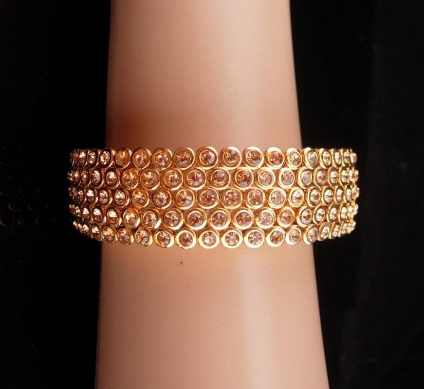 Stunning pave Bracelet / LOADED with stones / suzanne somers/ original paperwork and box / gold bangle / Bridal jewelry / anniversary gift /vintage costume