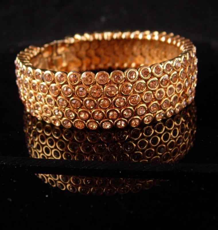 Stunning pave Bracelet / LOADED with stones / suzanne somers/ original paperwork and box / gold bangle / Bridal jewelry / anniversary gift /vintage costume