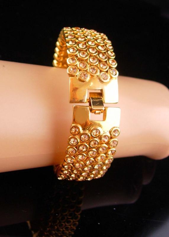 Stunning pave Bracelet / LOADED with stones / suzanne somers/ original paperwork and box / gold bangle / Bridal jewelry / anniversary gift /vintage costume