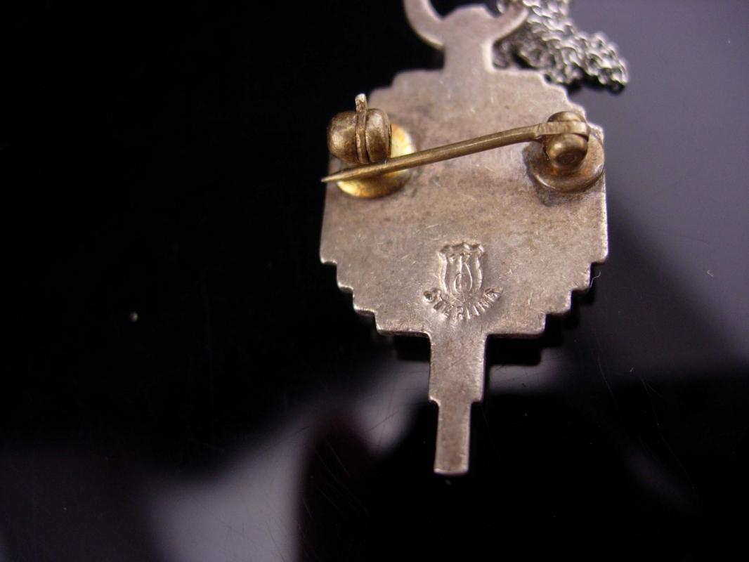 1884 sterling School Key brooch / Virginia Intermont College charm / Key fob Pendant / alumni college /Vintage enamel key /veterinarian gift