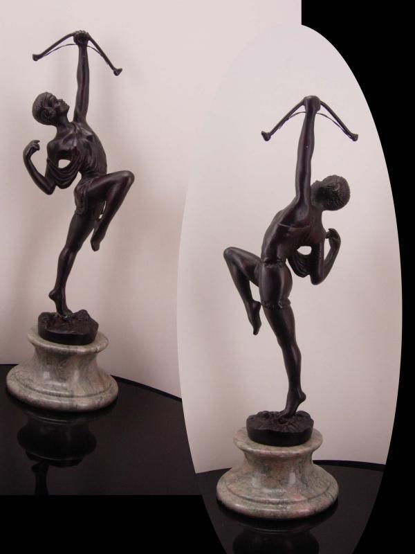 Antique art deco Cupid statue / erotic bronze archer / Vintage mythical statue / bow & arrow/ valentines gift / birthday her /gift for him