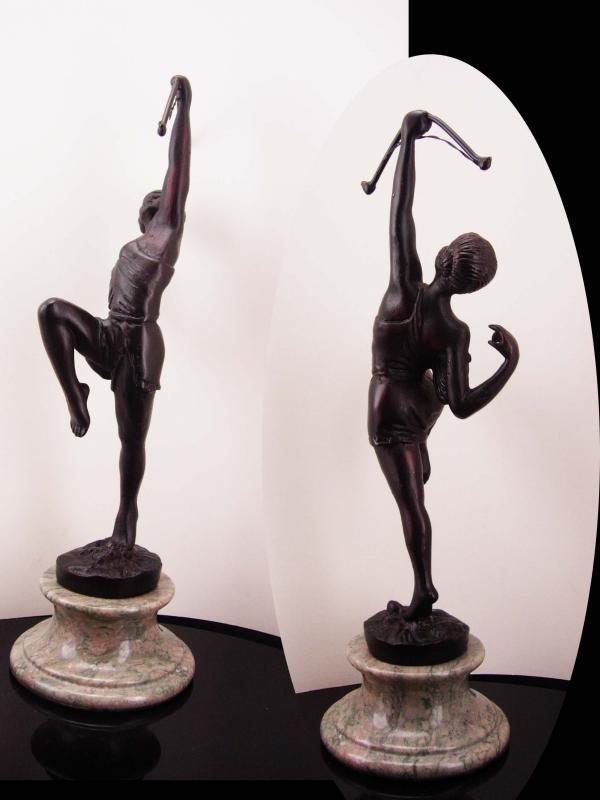 Antique art deco Cupid statue / erotic bronze archer / Vintage mythical statue / bow & arrow/ valentines gift / birthday her /gift for him