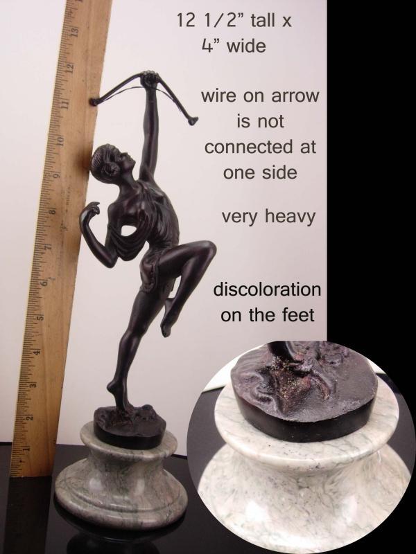 Antique art deco Cupid statue / erotic bronze archer / Vintage mythical statue / bow & arrow/ valentines gift / birthday her /gift for him