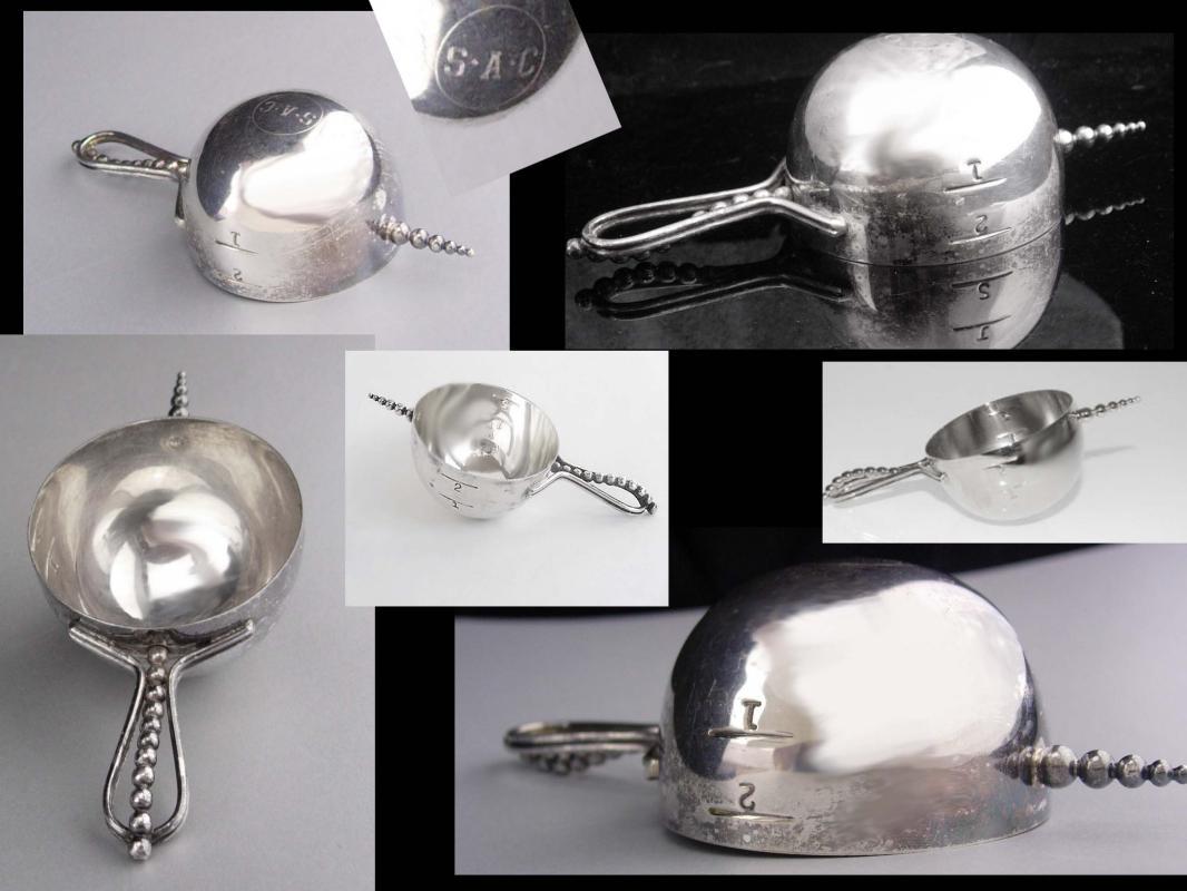 Rare Napier Shot glass / silver jigger / 1920 Irish coffee measure / Bartender gift / new years gift / 2 ounce / original patent 1876