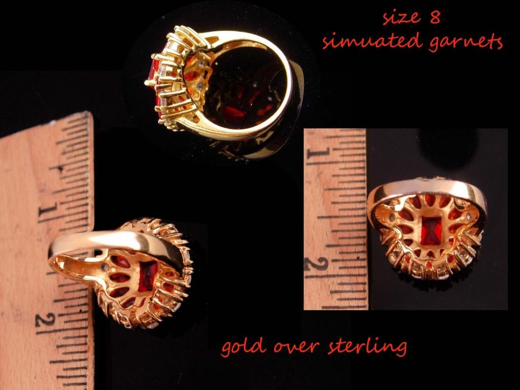 Garnet & Sterling Ring / Vintage cocktail Ring / statement Jewelry / Size 8 / January Birthstone 2nd wedding anniversary Capricorn aquarius