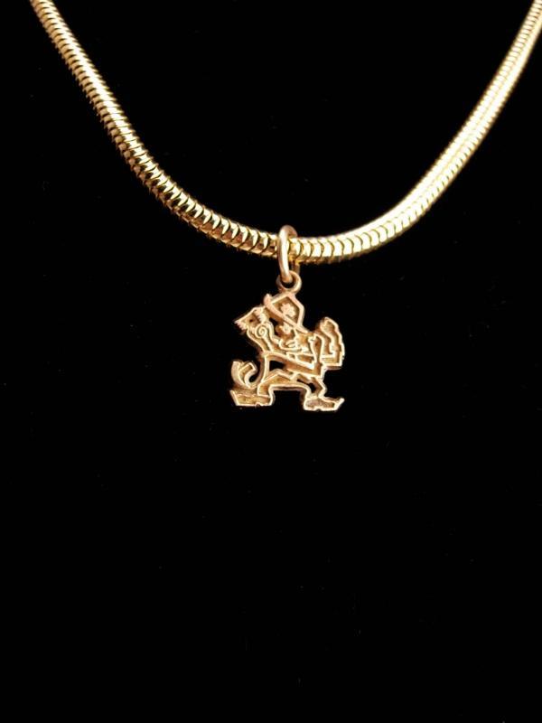 14kt gold Vintage Leprechaun charm / St.Patricks Day / fighting Irish necklace / Notre dame pendant / good luck gift / mens womens necklace