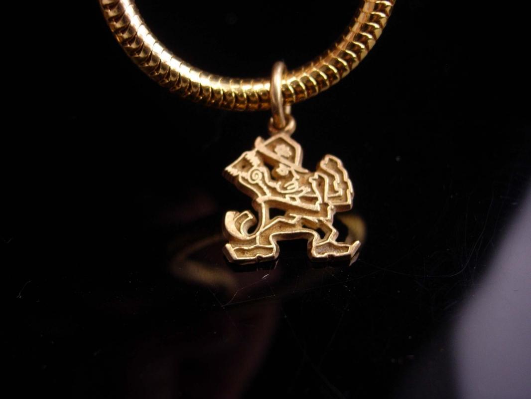 14kt gold Vintage Leprechaun charm / St.Patricks Day / fighting Irish necklace / Notre dame pendant / good luck gift / mens womens necklace