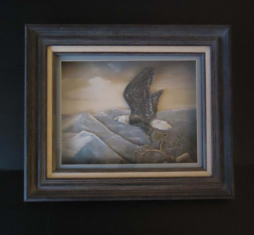 Awesome Inspirational Eagle / framed shadowbox / hand made paper art / 3d eagle under glass / nautical gift / patriotic bird