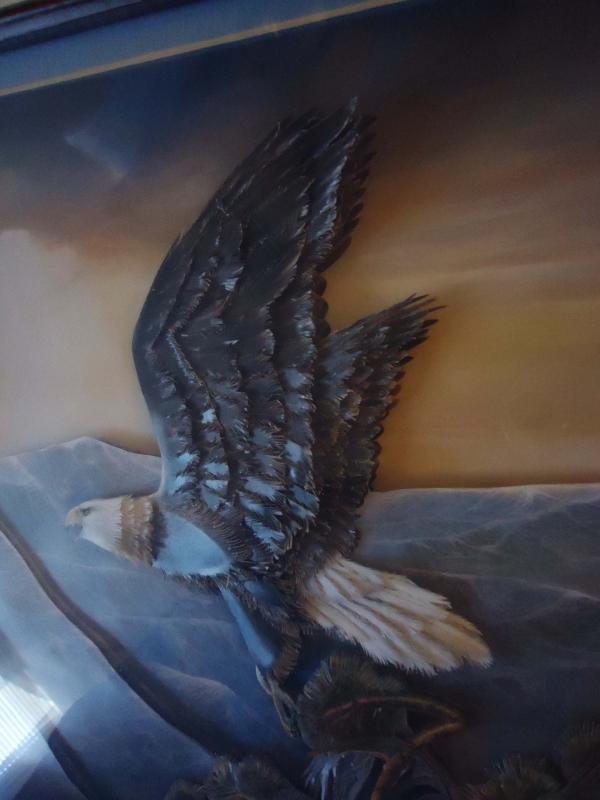 Awesome Inspirational Eagle / framed shadowbox / hand made paper art / 3d eagle under glass / nautical gift / patriotic bird