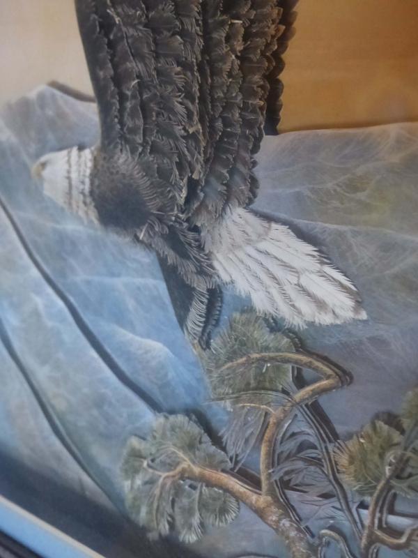 Awesome Inspirational Eagle / framed shadowbox / hand made paper art / 3d eagle under glass / nautical gift / patriotic bird