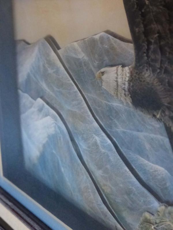 Awesome Inspirational Eagle / framed shadowbox / hand made paper art / 3d eagle under glass / nautical gift / patriotic bird