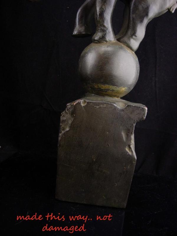 Antique Circus Elephant statue / art deco sculpture / Vintage architectural column / circus Doorstop / elephant on ball /unusual circus gift
