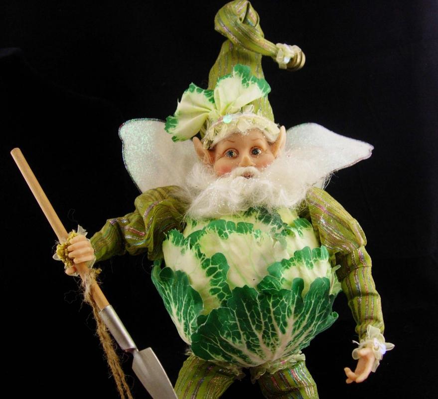 Large Vintage Mark Davis Fairy / Gardener gift / Gnome ornament / cabbage elf / chef gift / christmas gift / grandmother gift / shelf sitter