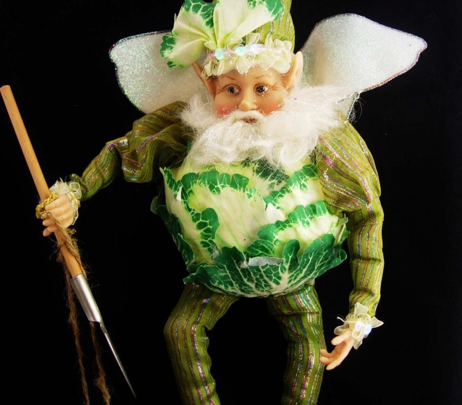 Large Vintage Mark Davis Fairy / Gardener gift / Gnome ornament / cabbage elf / chef gift / christmas gift / grandmother gift / shelf sitter