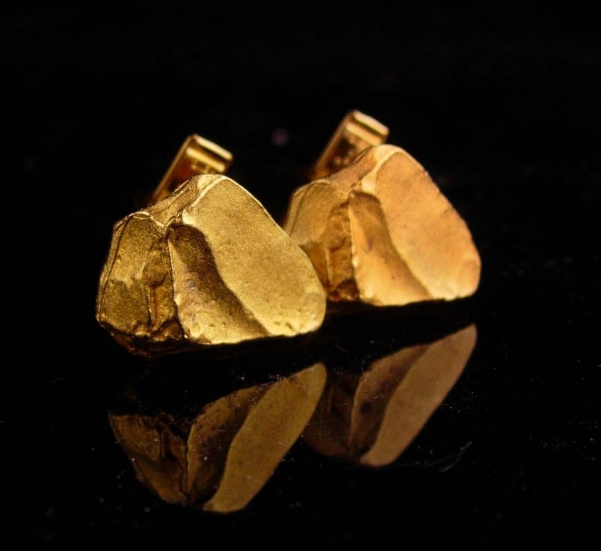 Gold Nugget cufflinks / designer Judy Lee / tuxedo set . Vintage Kaflinks / groom cuff links / Wedding Formal Wear / Fine Clothing Jewelry
