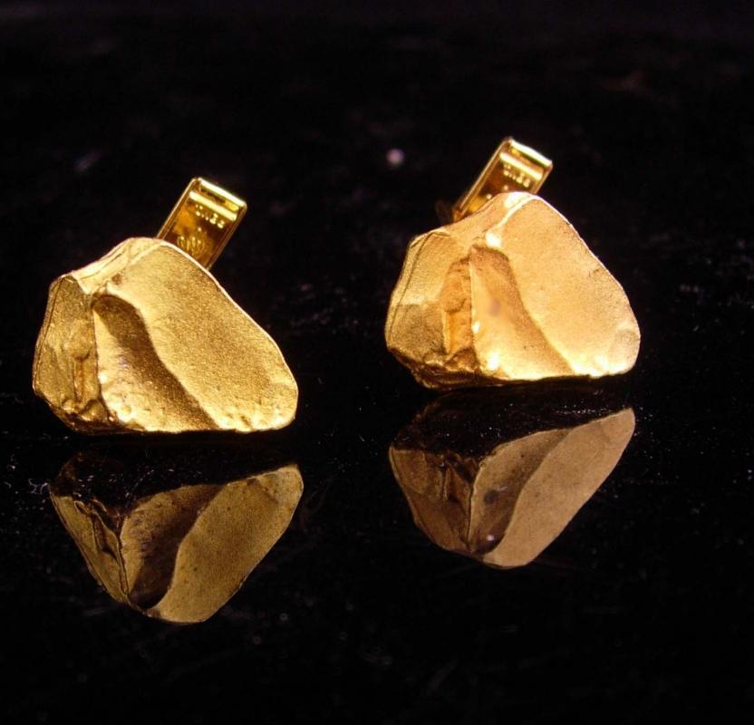 Gold Nugget cufflinks / designer Judy Lee / tuxedo set . Vintage Kaflinks / groom cuff links / Wedding Formal Wear / Fine Clothing Jewelry