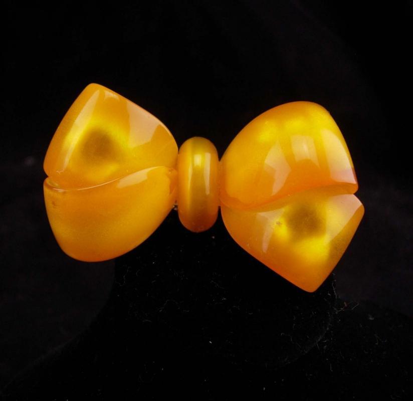 2 Large Lucite bow Brooch / Moonglow lucite / vintage brooch / gift for mom / christmas bow / costume jewelry / something old /yellow orange