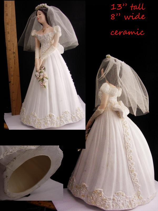 Vintage Bride Centerpiece / Ceramic Bride Doll / wedding tabletop / bridal bouquet / Bride figurine / bridal veil / cake topper
