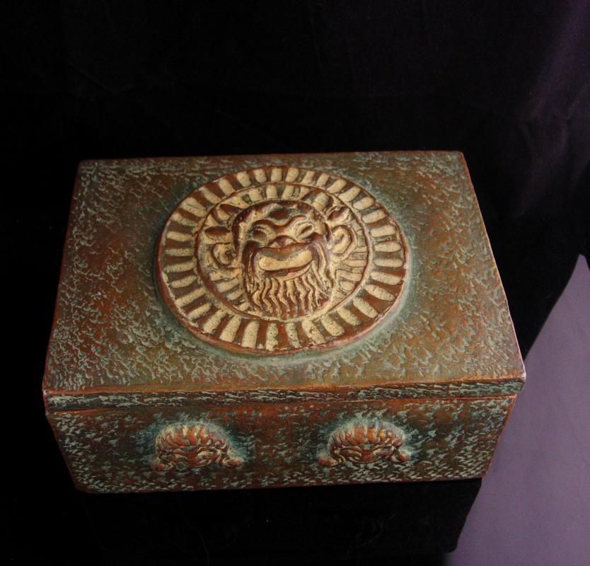 Vintage Devil Box / Italian gargolye box / signed primitive satan mascaron / grotesque mask / figural box / primitive gift / gift for him