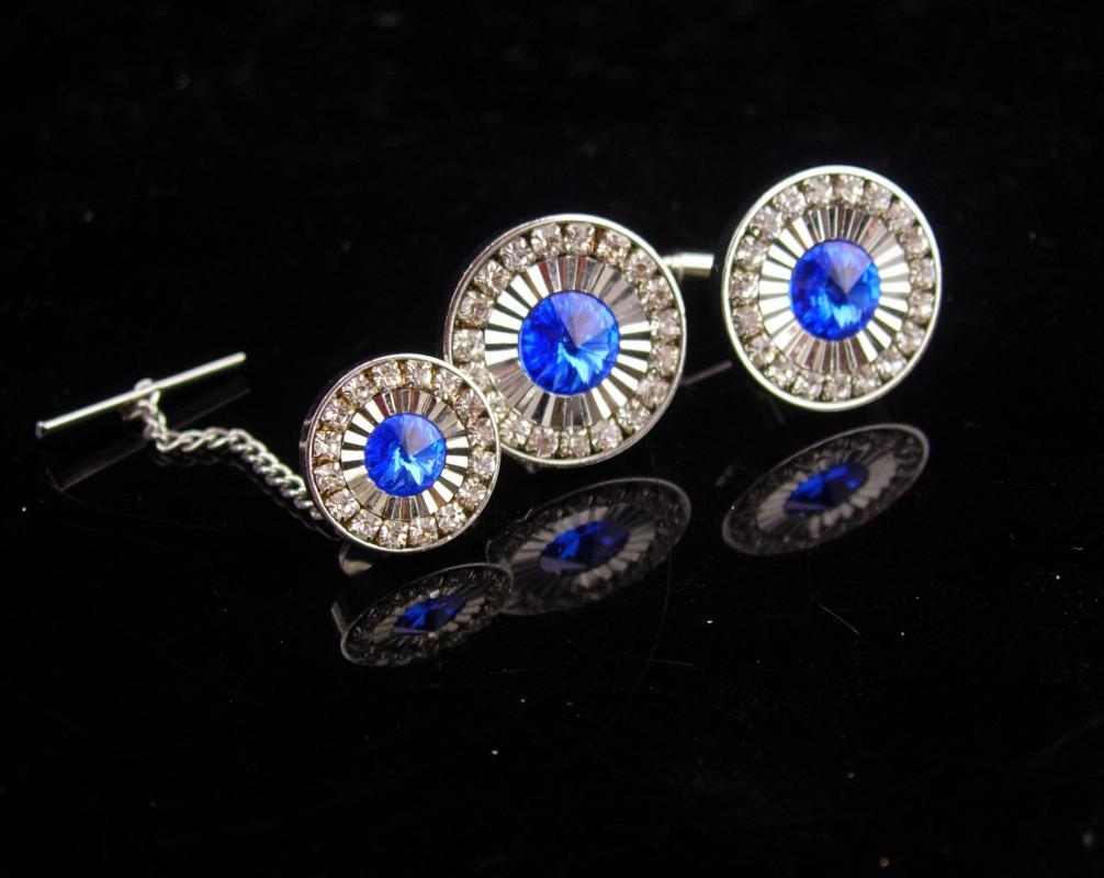 Vintage Blue Cufflinks / stunning baguettes / wedding groom gift / 18th 65th anniversary / December birthstone jewelry sagittarius capricorn