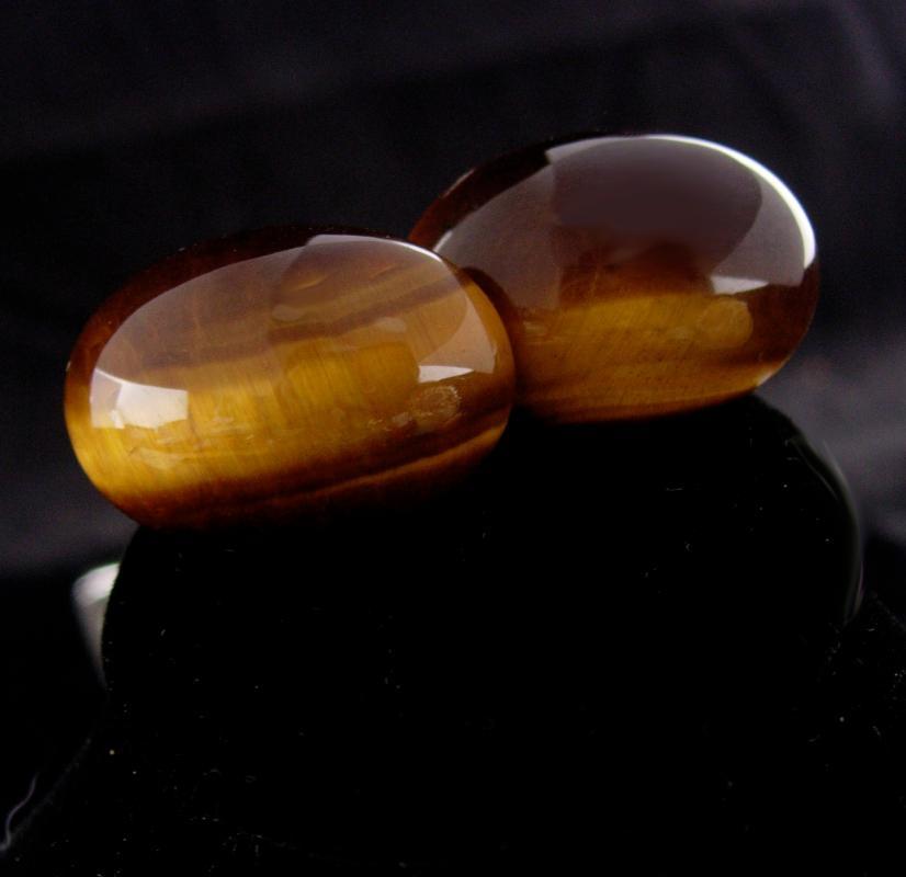 Large Tigereye Cufflinks / polished ovals / vintage cuff links / Gemini May June birthstone / tiger eye catseye / anniversary gift for men