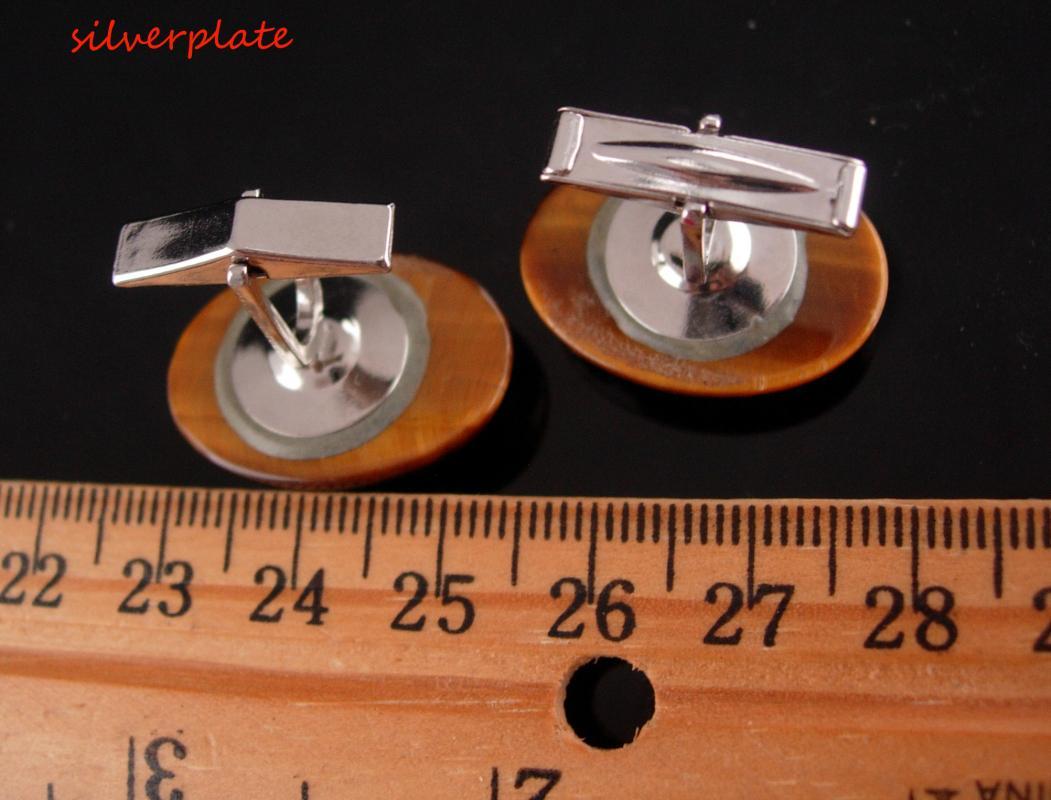 Large Tigereye Cufflinks / polished ovals / vintage cuff links / Gemini May June birthstone / tiger eye catseye / anniversary gift for men