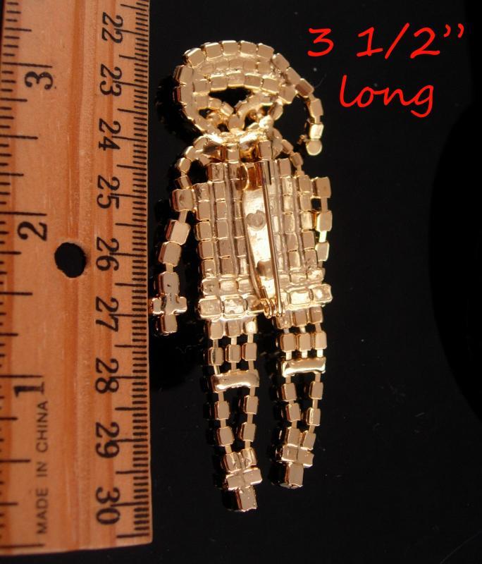 Large jointed santa brooch / Vintage Santa pin / rhinestone Christmas pin /like a trembler / gift for her / december birthday