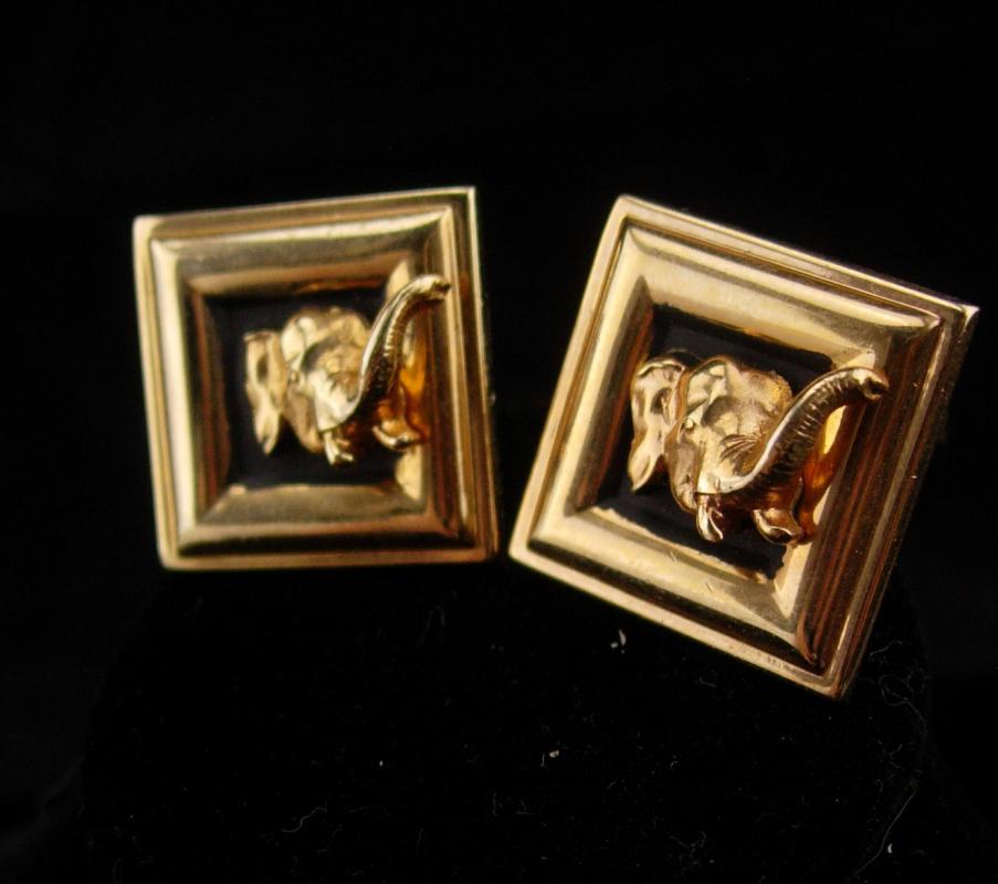 3D Good Luck ELEPHANT Cufflinks / Men's Republican gift / Swank novelty set / figural animal / India Circus / gold Cuff link Jewelry