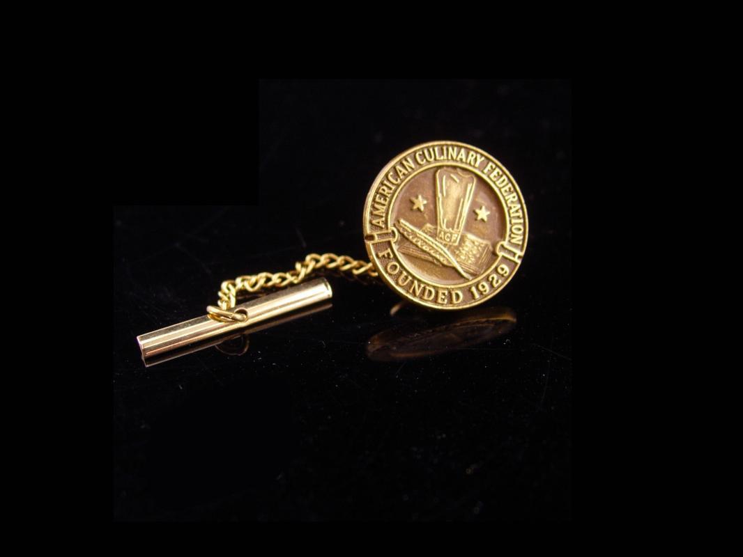 Vintage Culinary Tie Tack / Chef gift / caterer gift / acf Food Services / Hospitality gift / restaurant owner gift / gold tie tack chain