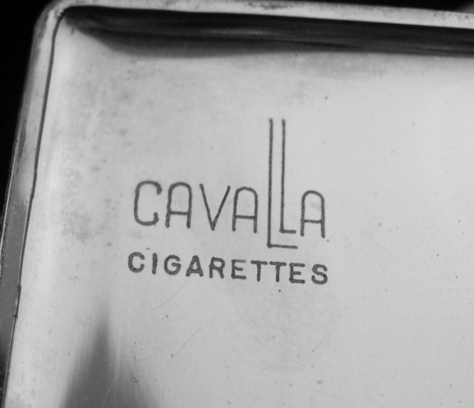 Vintage silver Cigarette case / engine turned stripes / deco style / Cavalla Cigarette case / mens womens accessory / silver hinged case