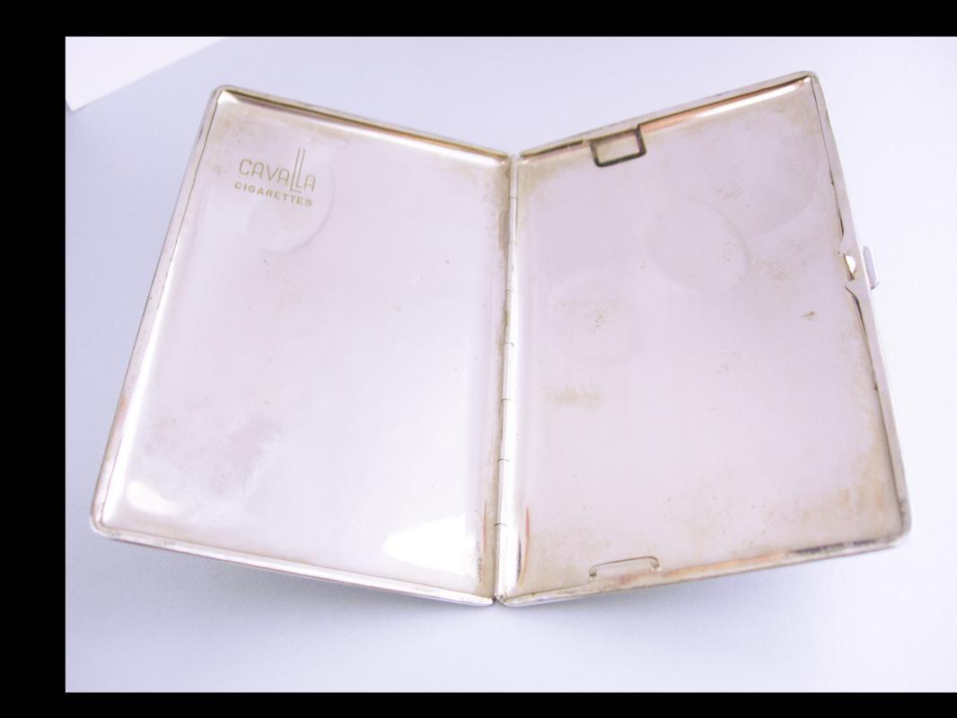 Vintage silver Cigarette case / engine turned stripes / deco style / Cavalla Cigarette case / mens womens accessory / silver hinged case