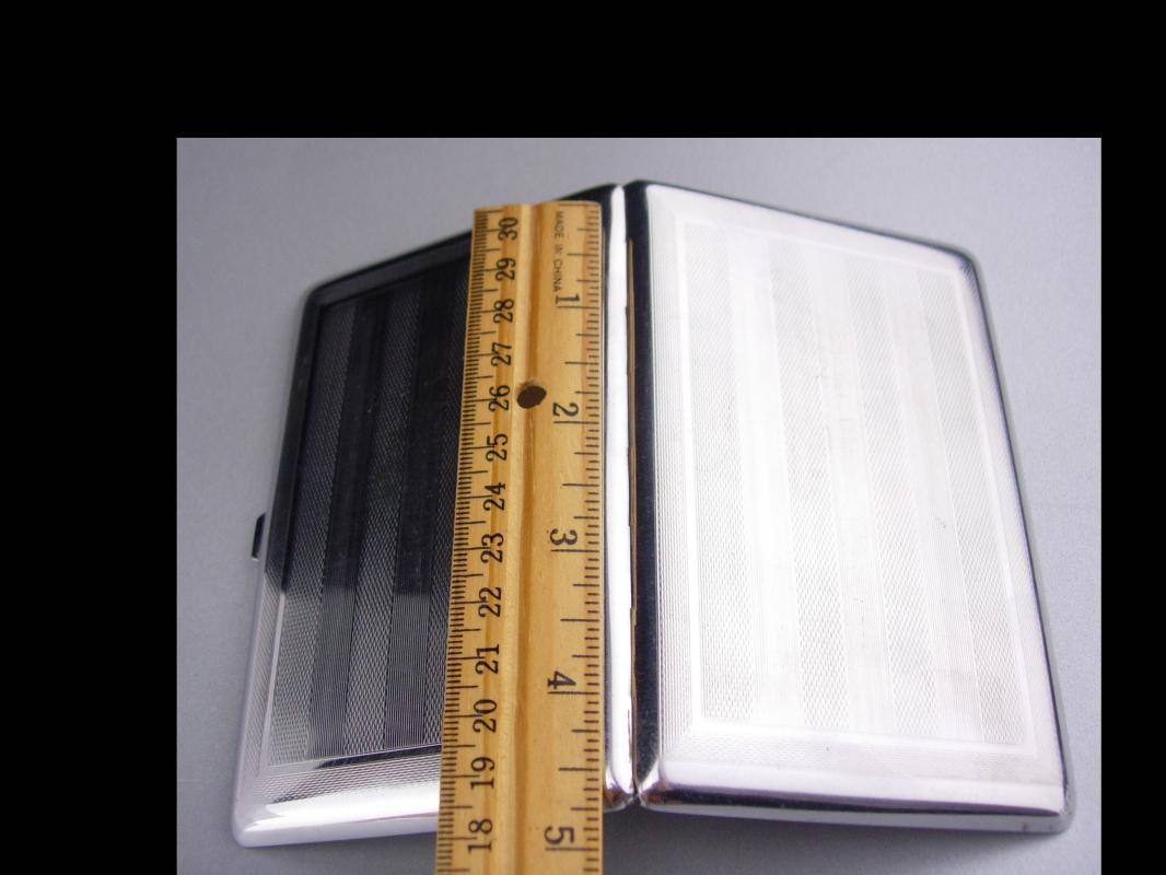 Vintage silver Cigarette case / engine turned stripes / deco style / Cavalla Cigarette case / mens womens accessory / silver hinged case