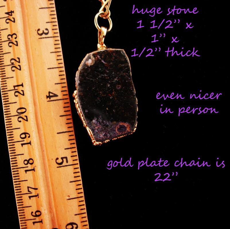 Huge 30 CT Amethyst Necklace / beautiful cut / Purple 6th Wedding anniversary / february birthstone / Aquarius raw stone / gold necklace