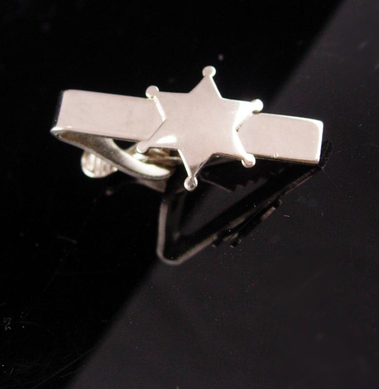 Sheriff star tie clip / small vintage silver tie bar / Andy of Mayberry / silver Badge / wild west lawman / novelty gift / stocking stuffer