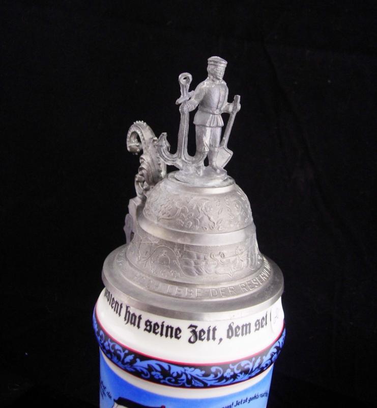 Vintage Nude Lithopane Stein / Imperial German WW1 Regimental / Pioneer Battalion / Sailor gift / lidded stein 11 1/2