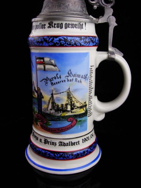 Vintage Nude Lithopane Stein / Imperial German WW1 Regimental / Pioneer Battalion / Sailor gift / lidded stein 11 1/2