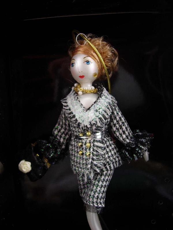 Diva in Tweed ornament / Italian Blown Glass / De Carlini / Vintage Christmas tree ornament / original box / rhinestone jewelry