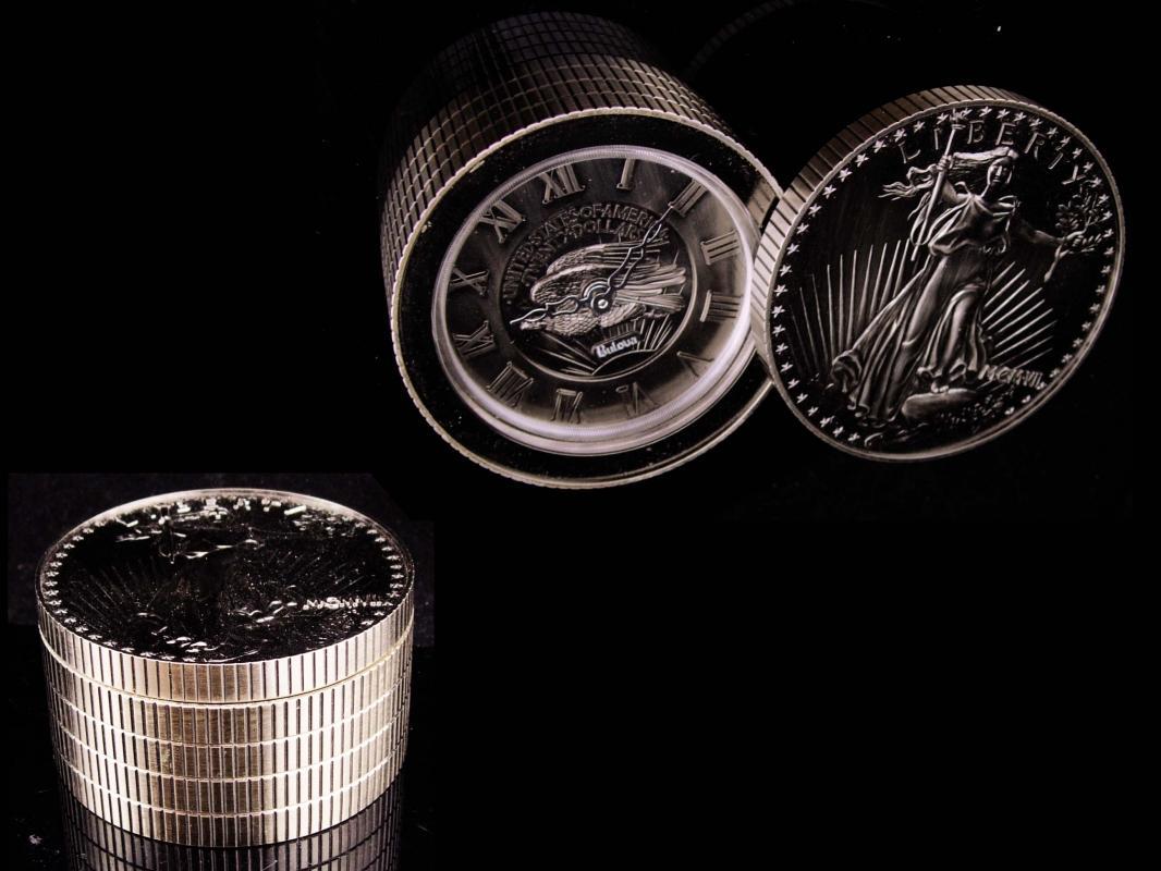 Large Novelty Liberty twenty dollar Coin clock / Bulova travel clock / mens novelty gift / Banker paperweight / stock market gift /
