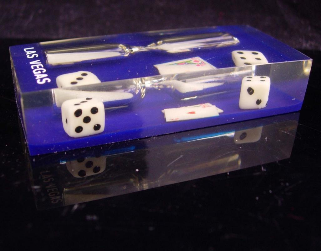 Novelty Dice paperweight / Vintage High Rollers egg timer / casino Las Vegas / Lucky cards gambling gift / bachelor party / groomsmen gift