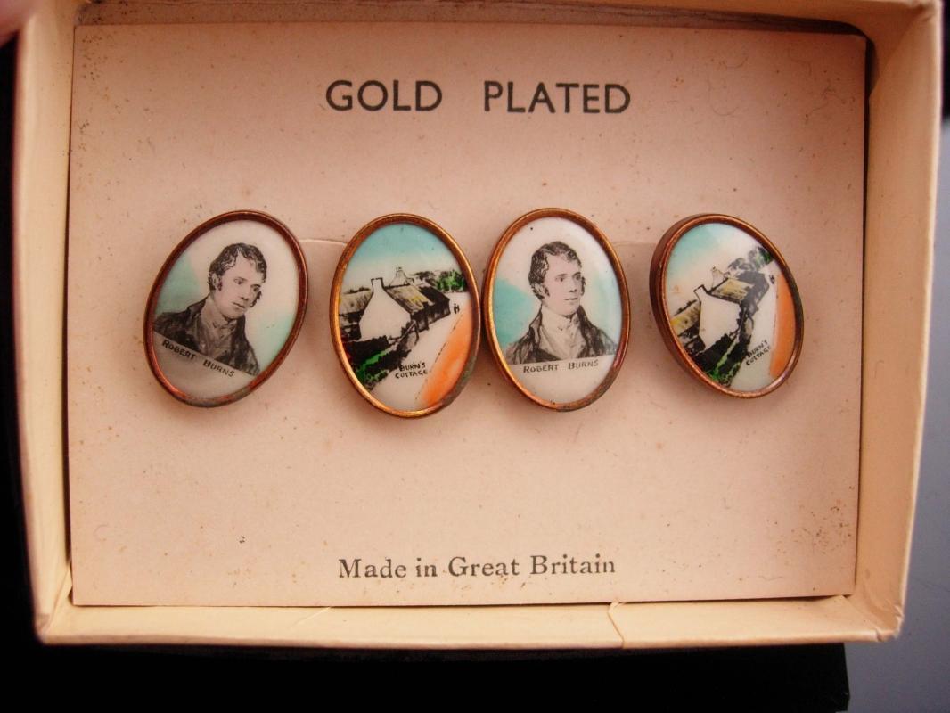 Antique Cufflinks / Scottish Poet / Portrait set / Robert Burns / rare unique gift / author gift / writer actor theater boutons de manchette