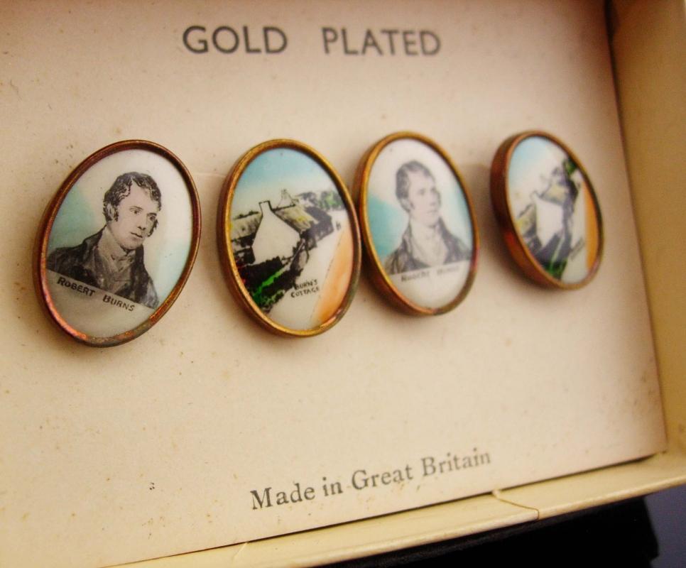 Antique Cufflinks / Scottish Poet / Portrait set / Robert Burns / rare unique gift / author gift / writer actor theater boutons de manchette