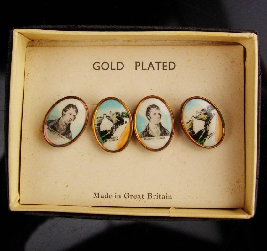 Antique Cufflinks / Scottish Poet / Portrait set / Robert Burns / rare unique gift / author gift / writer actor theater boutons de manchette