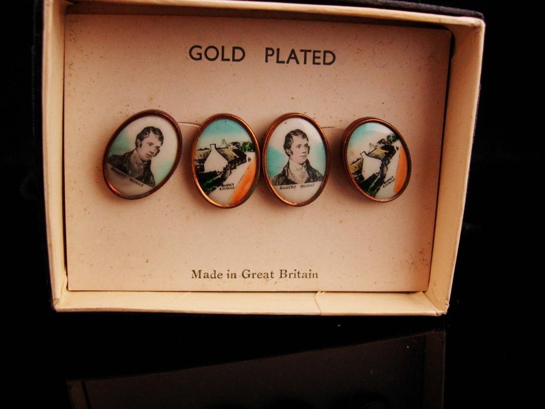 Antique Cufflinks / Scottish Poet / Portrait set / Robert Burns / rare unique gift / author gift / writer actor theater boutons de manchette
