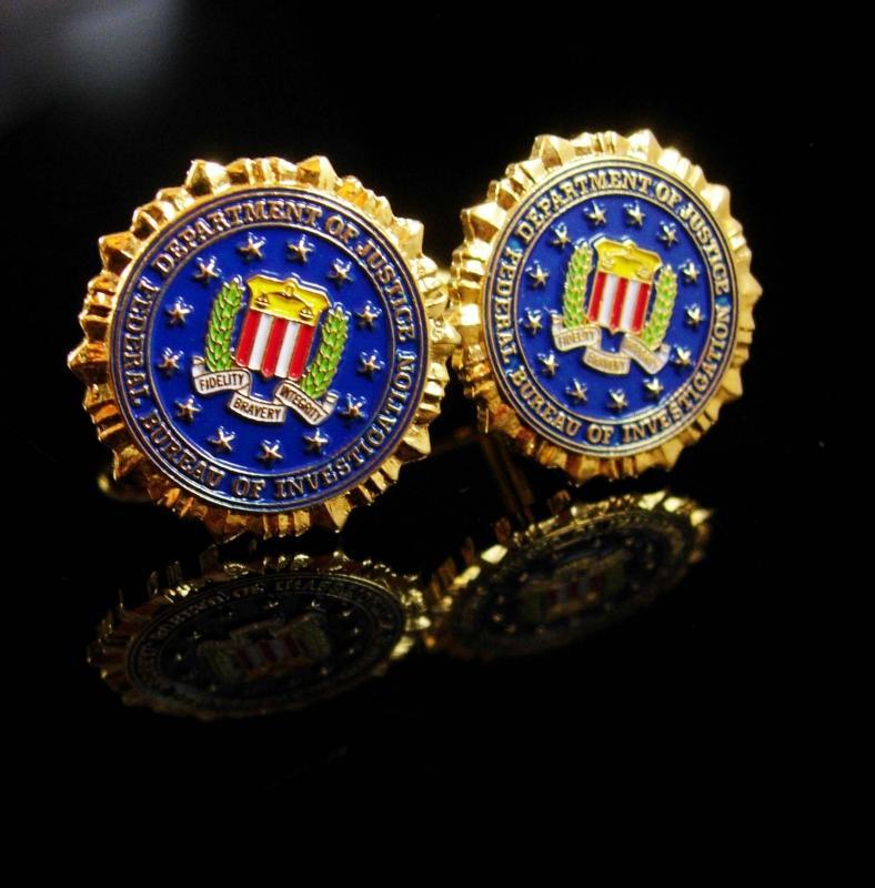 Vintage FBI Cufflinks / Federal Bureau of Investigation / blue Cufflinks / enamel Eagle / Shield Law Enforcement graduation gift