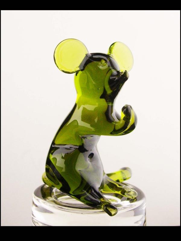 Praying mouse Paperweight / glass mice / vintage blown glass / green glass mouse / whimsical gift / novelty gift / handblown figurine