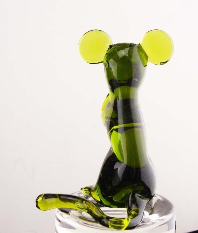 Praying mouse Paperweight / glass mice / vintage blown glass / green glass mouse / whimsical gift / novelty gift / handblown figurine
