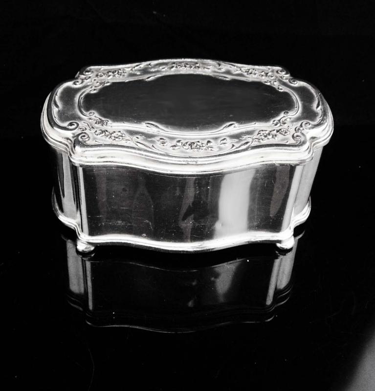 Antique Jewelry casket / Large Victorian box /Reed & Barton / silver footed jewelry case / Wedding gift / velvet lined Trinket box / Vanity