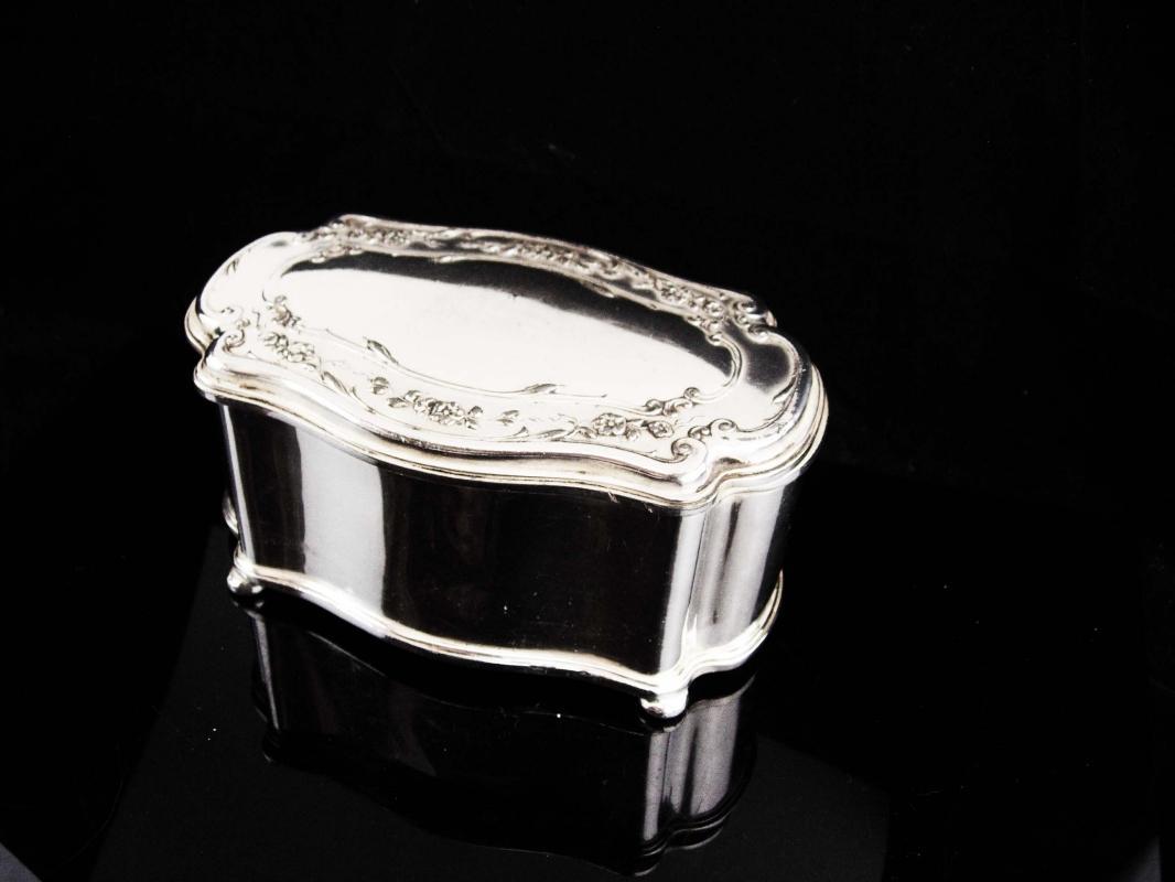 Antique Jewelry casket / Large Victorian box /Reed & Barton / silver footed jewelry case / Wedding gift / velvet lined Trinket box / Vanity